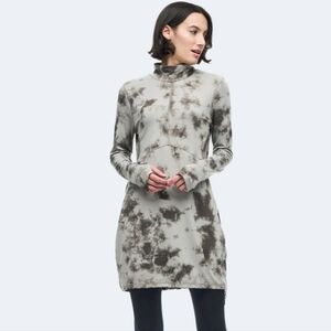 Indyeva Tie-Dye Long Sleeve Tunic Dress - Gray/Charcoal